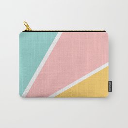 Tropical summer pastel pink turquoise yellow color block geometric pattern Carry-All Pouch