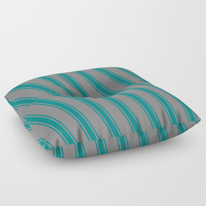 Gray and Teal Colored Stripes/Lines Pattern Floor Pillow