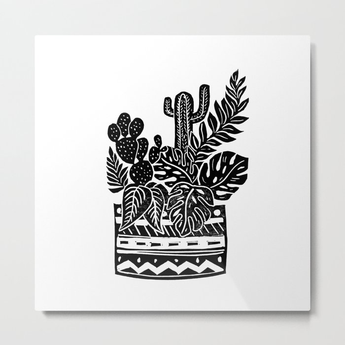 Botanical Pot Block Print Metal Print