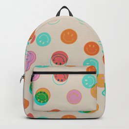 Happy Face Stamp Print Backpack