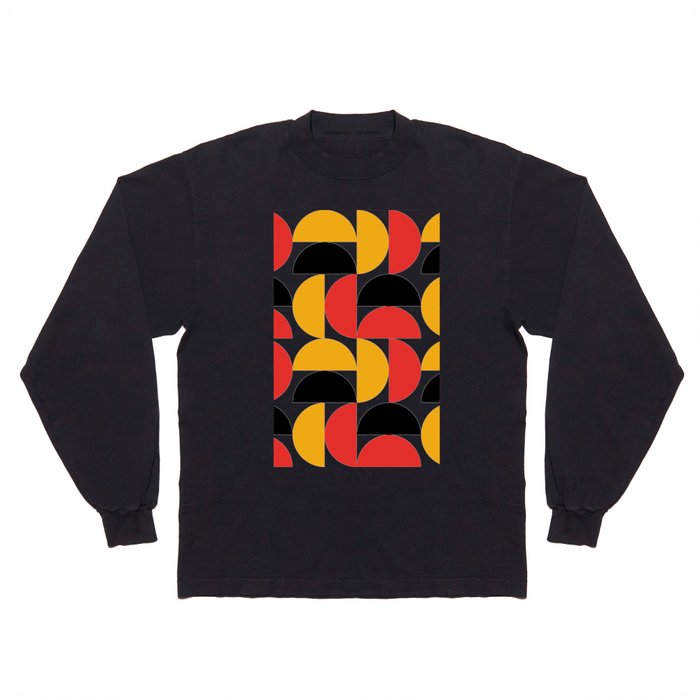 Colorful Semicirles Geometric Pattern Long Sleeve T Shirt