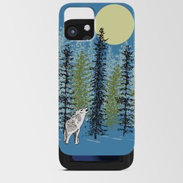 Wolf Howling at the Moon with Woodland Trees in Winter iPhone Card Case