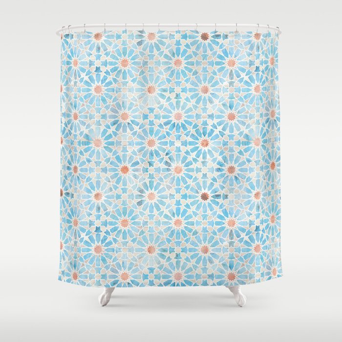 Hara Tiles Light Blue Shower Curtain By Schatzibrown Society6