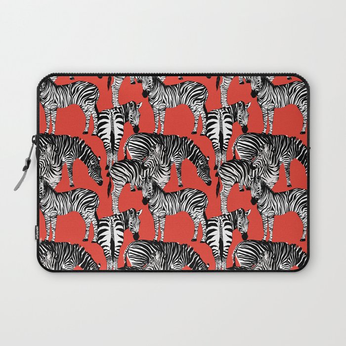 Zebra animal pattern,orange background  Laptop Sleeve