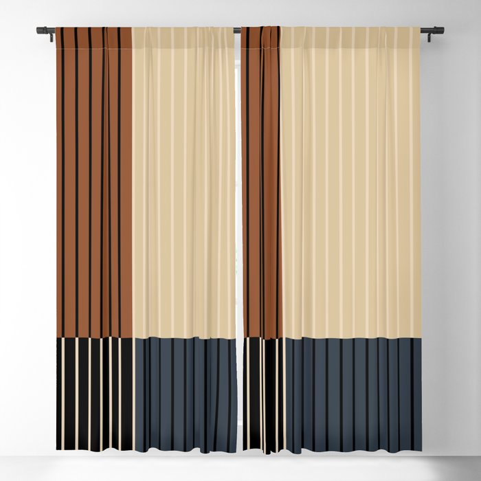 Color Block Line Abstract I Blackout Curtain
