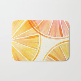 Sunny Citrus Watercolor Illustration Bath Mat