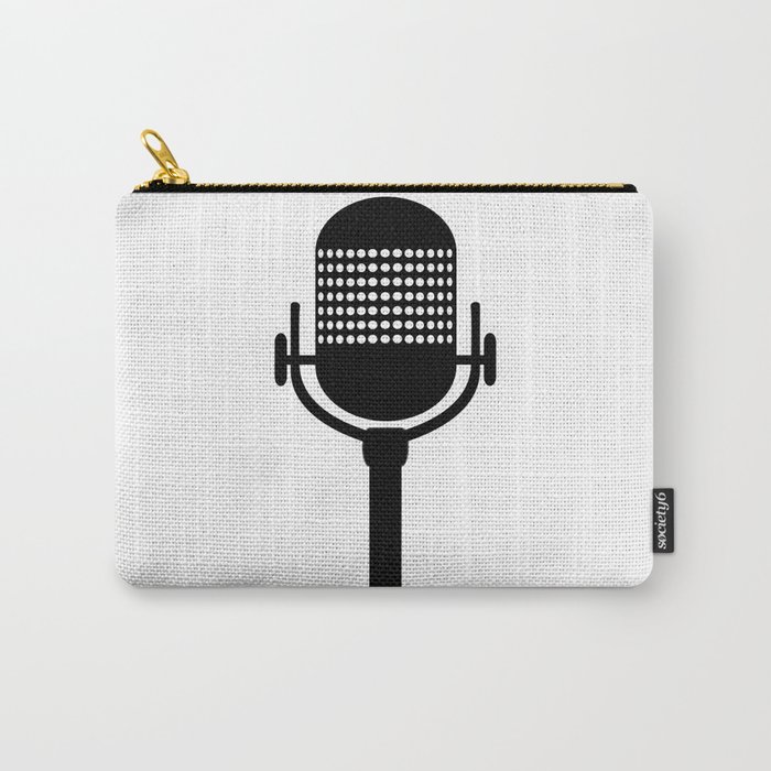 Retro Microphone In White Line Drawing Carry-All Pouch