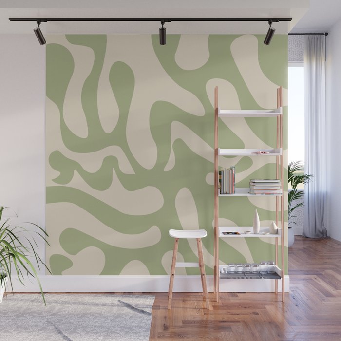 Midcentury Abstract Art - Pearl and Sage Wall Mural