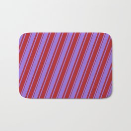 [ Thumbnail: Purple and Red Colored Lines/Stripes Pattern Bath Mat ]