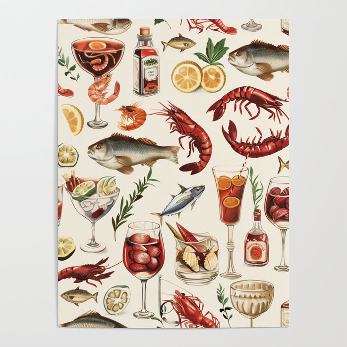 Seafood Picknick - By The Seashore Poster