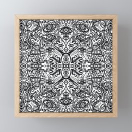 Black and White Graffiti Art Mandala Pattern  Framed Mini Art Print