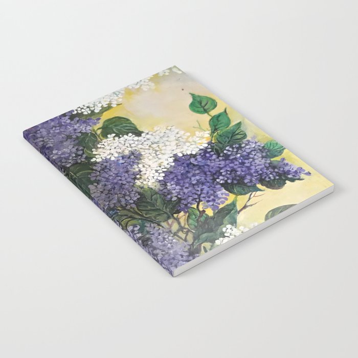 Lilac blooming tree with butterflies decorative oil painting Notebook