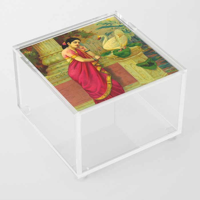Hamsa and Damayanti by Raja Ravi Varma Acrylic Box