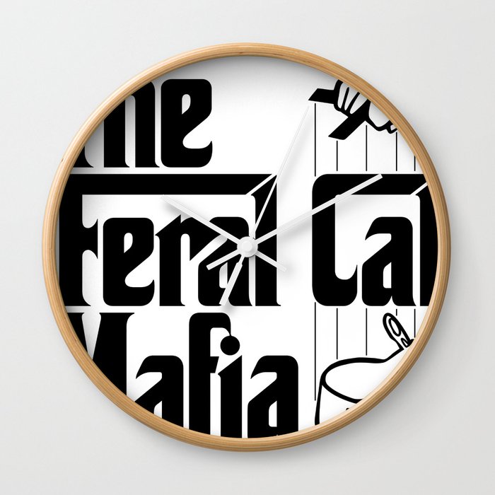 The Feral Cat Mafia (BLACK printing on light background) Wall Clock