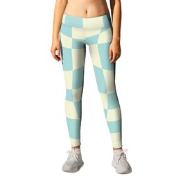 Warped Checkered Pattern (mint blue/cream) Leggings