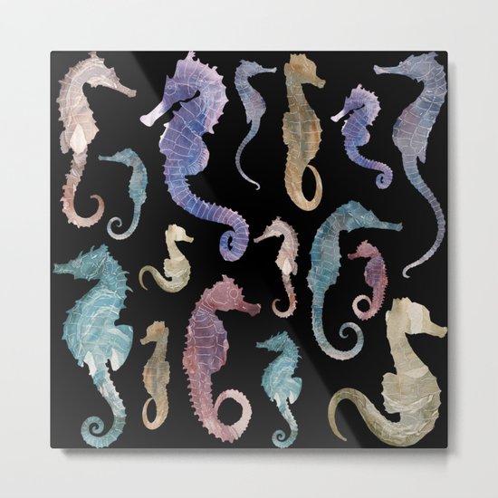 Seahorses at night Metal Print