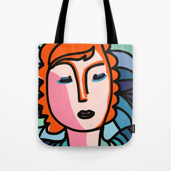 Portrait of Red Hair Girl in a Neo-Cubist Style by Emmanuel Signorino  Tote Bag