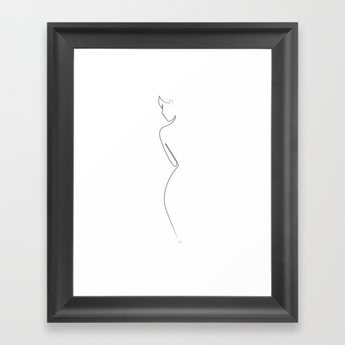 One line Nude on White Framed Art Print