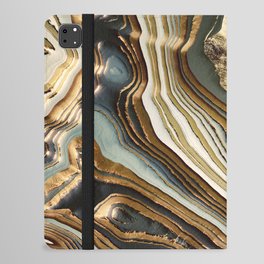 White Gold Agate Abstract iPad Folio Case