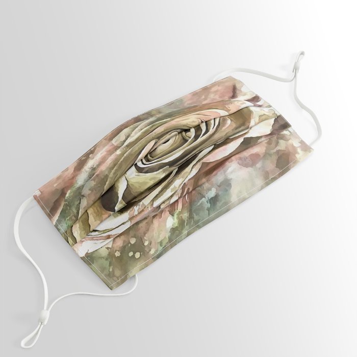 Pink and Grey Greige Artistic Romantic Rose Face Mask
