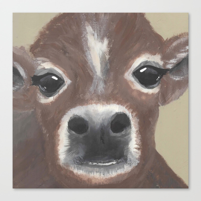 Original Painting Farmyard Friends Calf Cute Cow Painting
