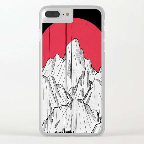 The red sun and the mountains Clear iPhone Case