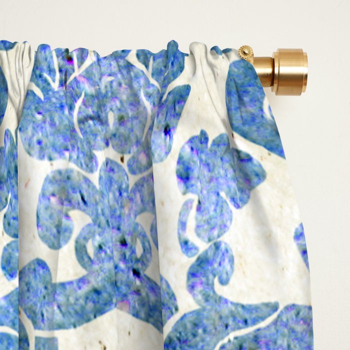 Vintage Antique Blue Wallpaper Pattern Blackout Curtain By Dec02