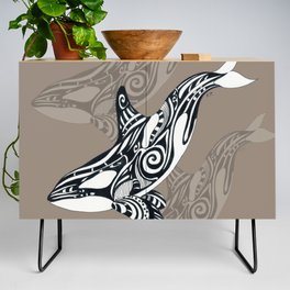 Orca Killer Whale Tribal Tattoo Tlingit Taupe Ink Credenza