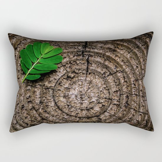 Green leaf Brown wood Rectangular Pillow