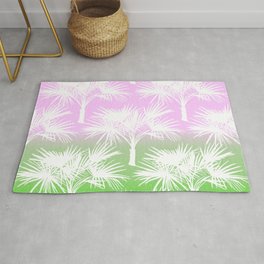 70’s Tie Dye Ombre Palm Trees Pink and Green Area & Throw Rug