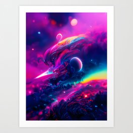 Space Falcon by MicroMagnus Art Print | Stars, Dream, Fantasy, God, Violet, Galaxy, Nebulae, Future, Science, Neon 