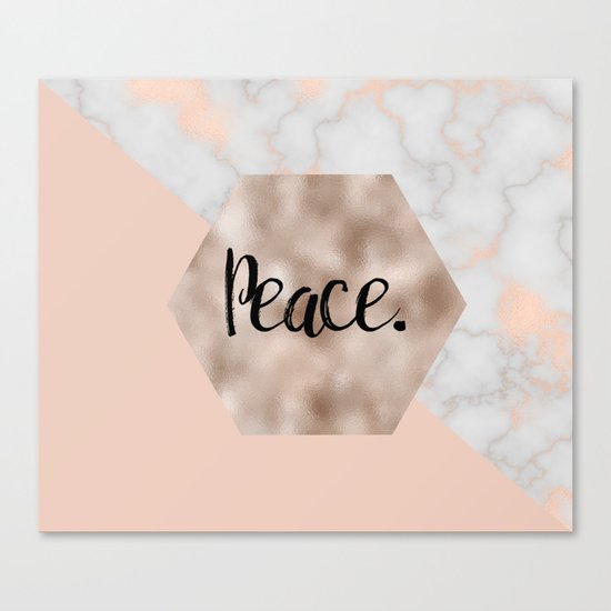 Rose gold layers - peace Canvas Print