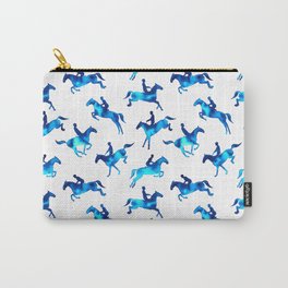 Watercolor Showjumping Horses (Blue) Carry-All Pouch