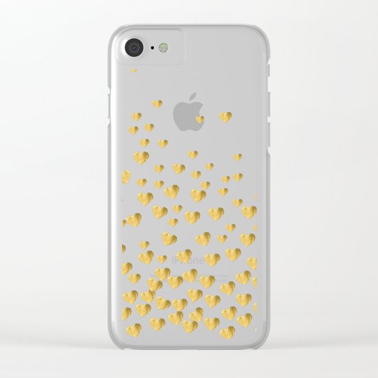 GOLD HEART CORAL Clear iPhone Case
