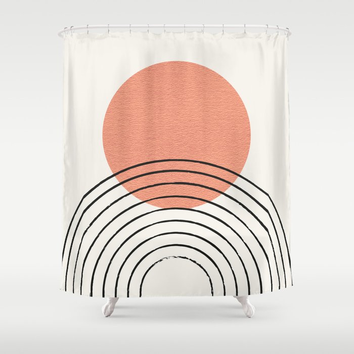 Orange Sun Mid-Century Full Shower Curtain