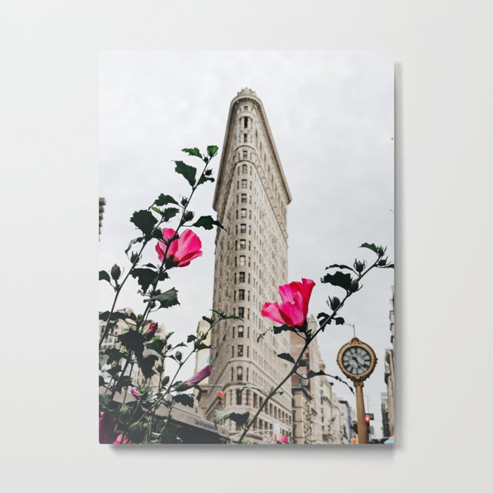 Pink Flowers in New York City (Color) Metal Print