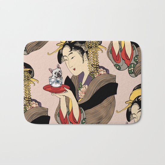 Tea time with Frenchie Bath Mat