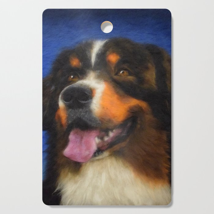 Courageous Bernese Mountain dog wool portrait print Cutting Board