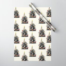 Retro Decorated Christmas Tree Wrapping Paper