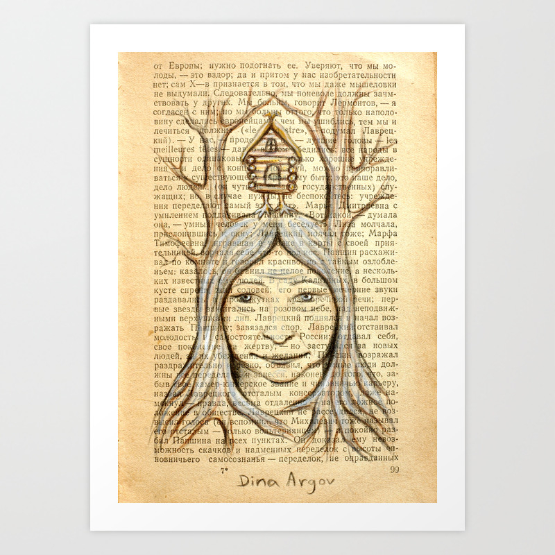Baba Yaga On An Old Book Page Art Print By Dinaargov Society6