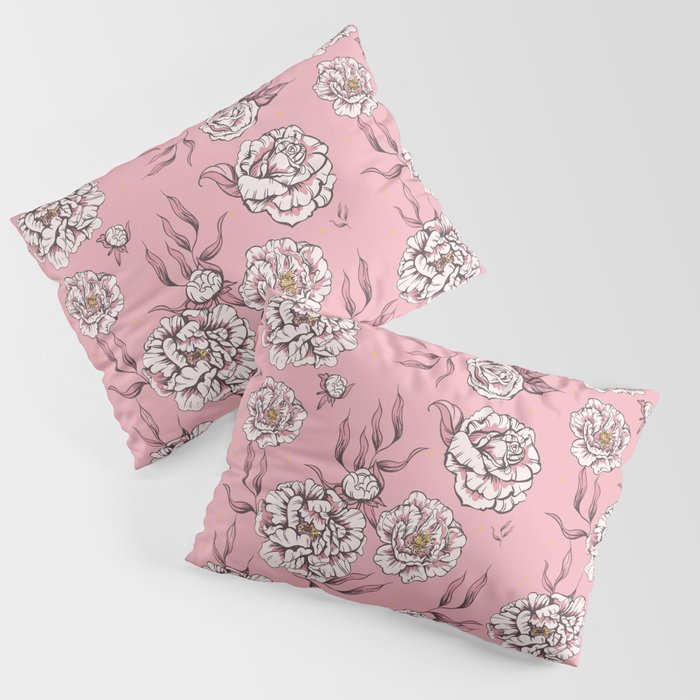 Light Pink Pastel Vintage Flower Power Floral Pattern Pillow Sham