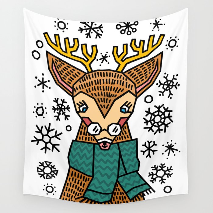Holiday Deer Wall Tapestry