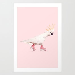 ROLLERSKATING COCKATOO Art Print | Rollerskating, Girls, Digital, Jonasloose, Funny, Nursey, Modernart, Cute, Birds, Popart 