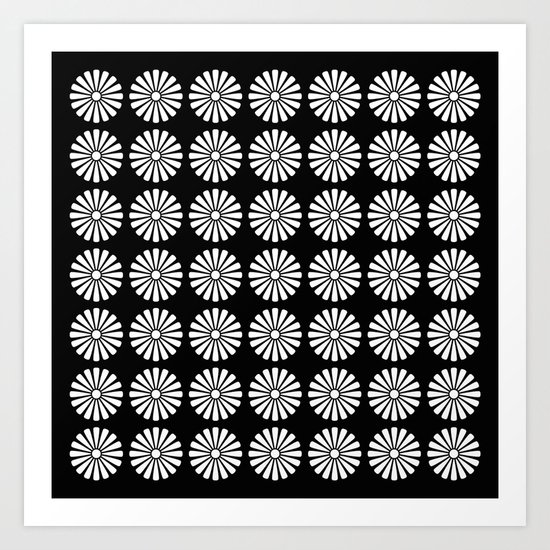 Black And White Flowery Daisy Pattern Art Print