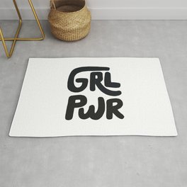 Grl Pwr black and white Area & Throw Rug