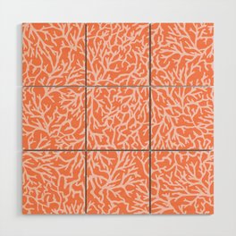 Orange and Pink Coral Sealife Pattern Wood Wall Art