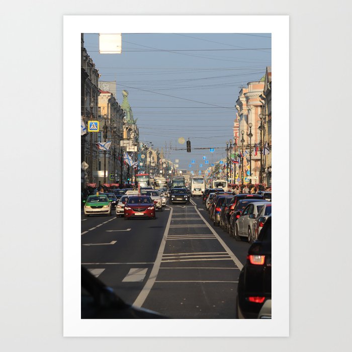 Cars traffic on Nevsky Prospect Art Print