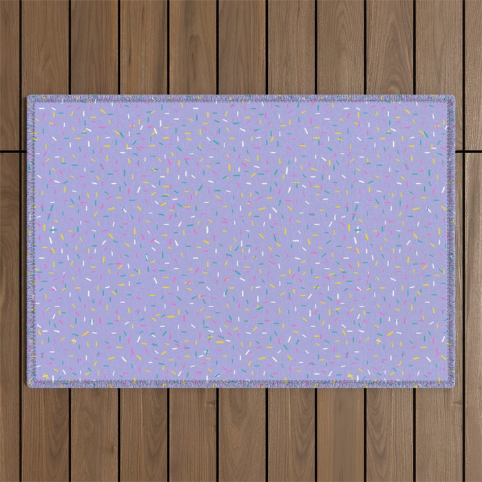 Colorful Sprinkles Small-Scale Pattern on Lavender Background  Outdoor Rug