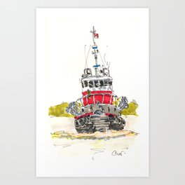 Red Tug Art Print