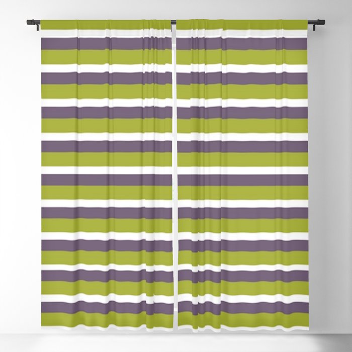 Purple & Green Stripes Blackout Curtain